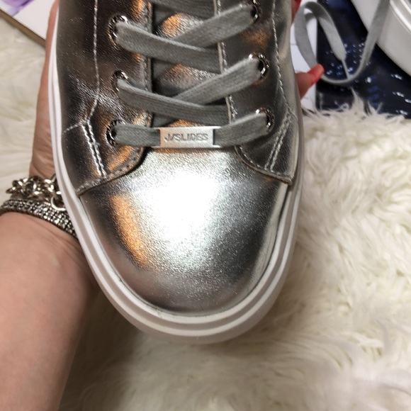 J/SLIDES Hally Silver Metallic Leather Sneaker - Picture 11 of 11